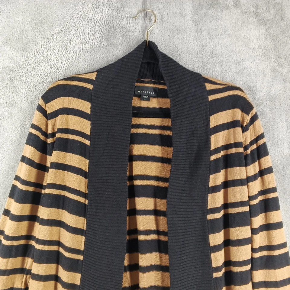 Cárdigan METAPHOR Frente Abierto Manga Larga Marrón y Negro Rayas TALLA L Foto 2 de 4
