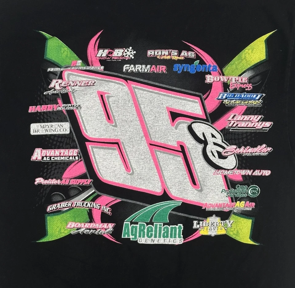 复古 IMCA Stock Car 女式 M 黑色双面霓虹图案赛车衬衫 — 第 4/4 张图片