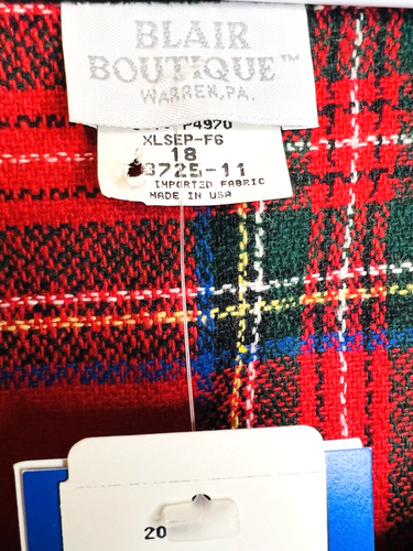 NWT Blair Boutique 16 18 Jumper Dress Womens Red Tartan Plaid Velvet Trim USA - Picture 6 of 11