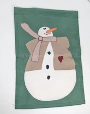 Snowman primitive style garden flag green christmas decor winter 11.5 x 17.5"