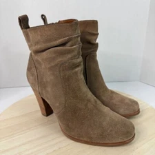Sofft Suede Zipped Boots Tan Leather Heeled Boots Women's Size 9M