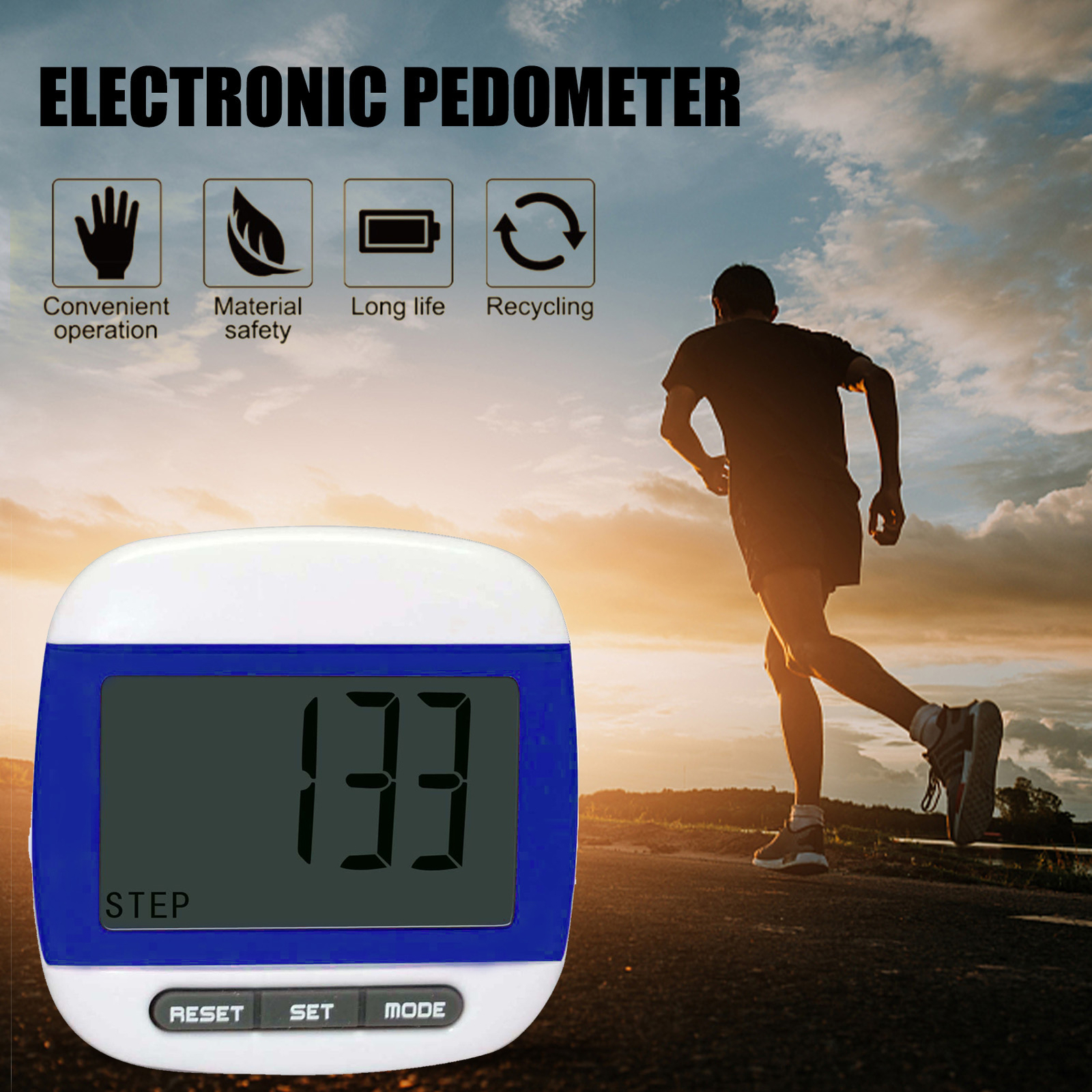 Digital Pedometer for Walking Step Counter with Clip Large Display for