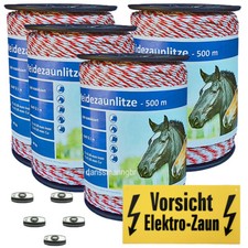 2000 Meter Weidezaunlitze 5 Niro +1 Kupferleiter 5 Verbinder+1Warnschild