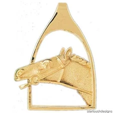New 14k Yellow Gold Stirrup with Horse Pendant