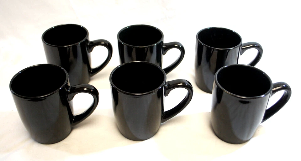 Royal Norfolk Black Stoneware Coffee Mugs Lot of 6 T1230 - Image 4 of 4