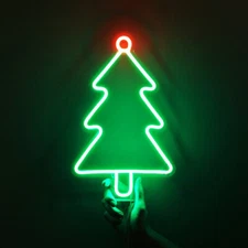 Christmas Tree Neon Light LED Sign Dimmable Home Holiday Party Wall Decor Gift