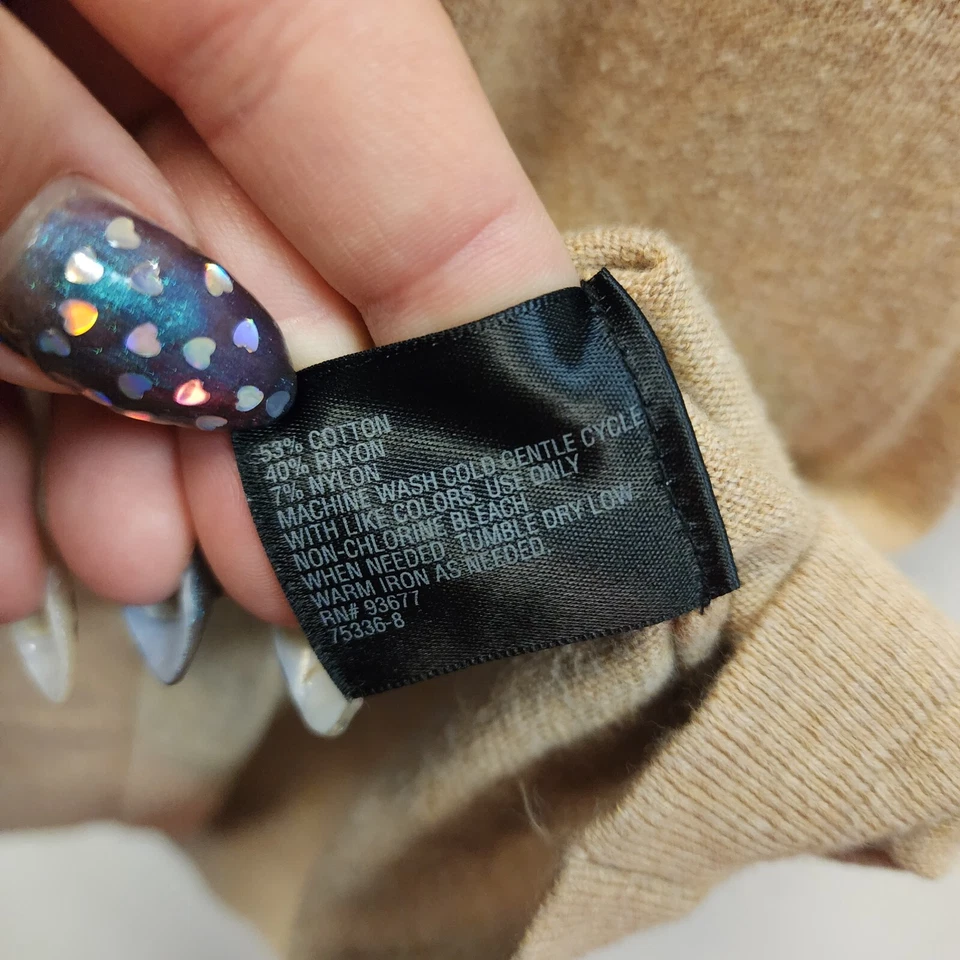 Vestido Suéter Worthington L Bronceado Y2K Babydoll Geométrico Informal Mangas Cortas Foto 3 de 4