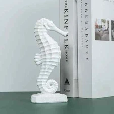 New Classic White Seahorse Statue Nautical Beach Decor Figurine Art Sculpture