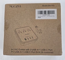 NUOZHI Power Strip 3 AC Outlets with 3 USB A+1 USB C Port Model ZN-703 New