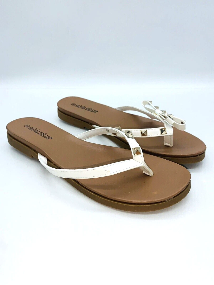 Olivia Miller Women s Varadero Bow Flip Flop Sandals White US 8