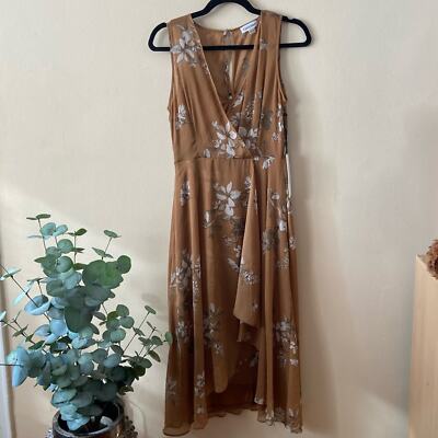 New Calvin Klein Faux Wrap Tan Floral Print Dress 4 Flowy Chiffon Hi Lo Hem | eBay New Calvin Klein Faux Wrap Tan Floral Print Dress 4 Flowy Chiffon Hi Lo Hem | eBay
