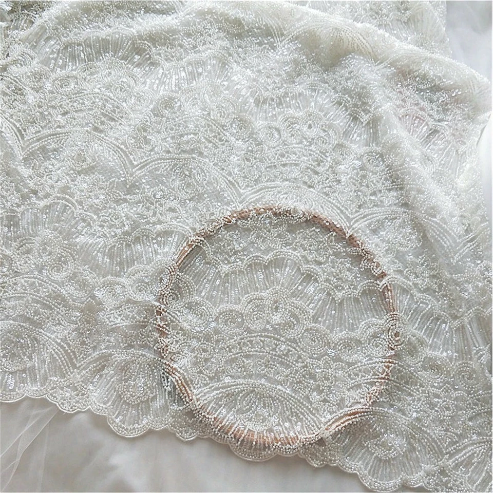 De Luxe Lourd Perlé Costume Danse Robe Dentelle Broderie Mariage Tissu Dentelle - Photo 2/4