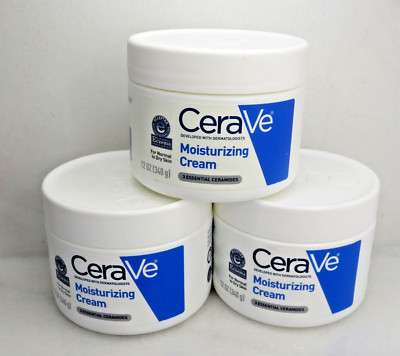 CERAVE MOISTURIZING CREAM FOR NORMAL TO DRY SKIN 12 OZ NWOB LOT OF 3