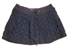 Juicy Courture Regal Eyelet Layer Pleated Mini Skirt Navy Blue Size S Small