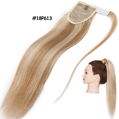 Ponytail Extension Thick Clip in 100% Real Remy Human Hair Wrap Around Hairpiece - Picture 32 of 40