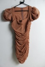 Missguided Womens Mesh Ruched Bodcon Dress - Brown - Size 10 (j58)