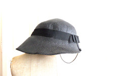 30er Jahre Hut, schwarzes feines Stroh, Gr. 57