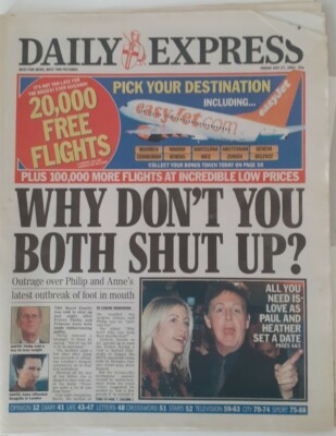 Daily Express - July 27th 2001 - Paul McCartney and Heather set a date