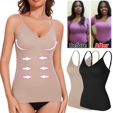 Women V Neck Body Shaper Tank Tops Firm Tummy Control Cami Slimming Camisole US