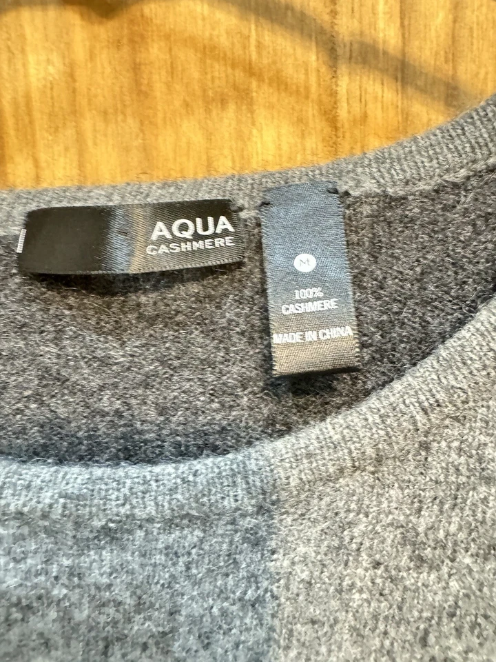 Aqua 100% Cashmere Color Block Long Sleeves Crew Tunic Dress Size M - Image 3 of 3