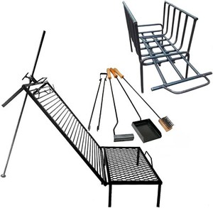 Premium Argentine Grill - Iron Argentina Grill - BBQ- Grill with built-in stake
