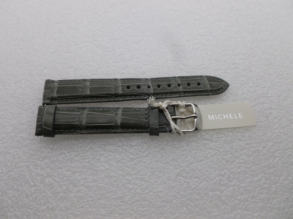 Genuine Michele 16mm Elephant Gray Alligator Watch Band 