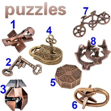 All Set Classic IQ Metal Brain Teaser Magic Bewildering Puzzles Test Toys 