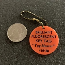 Tag-Master Salesman Sample Fluorescent Tag Orange Keychain Key Ring #41548