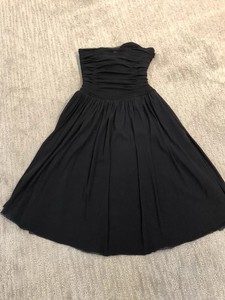 black strapless flowy dress