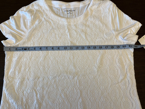 NWT MSRP $26 Croft & Barrow Womens L Short Sleeve Lace Front Stretch T Shirt - Picture 5 of 6