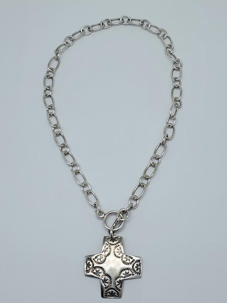 Cross Toggle Necklaces Solid 925 Silver (AP114676… - image 2