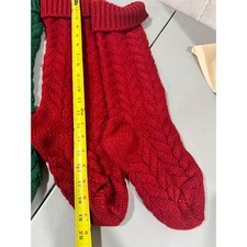 Red Cable Knit Christmas Stockings Set of 2 Chunky Knit Holiday Decor 18 Inch