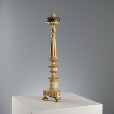 Candelabro Antico Legno Intagliato e Dorato Italia XIX Secolo Originale