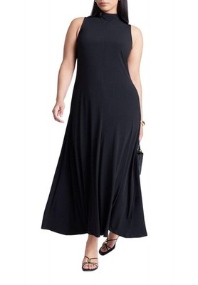 ELOQUII Women's Plus Size Mock Sleeveless Maxi Dress - 14, Black Onyx