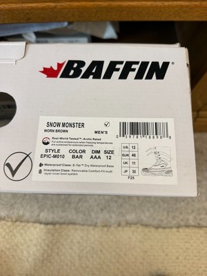 Baffin SNOW MONSTER Insulated Boots Mens Size 12