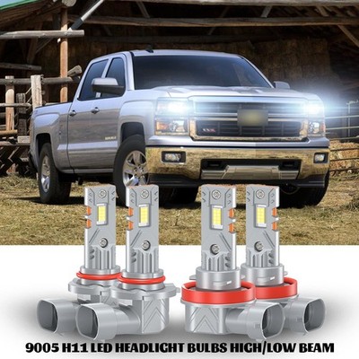 For Chevy Cheyenne Cab Pickup 5.3L 2007-2015 Combo LED Headlight Bulbs H11 9005