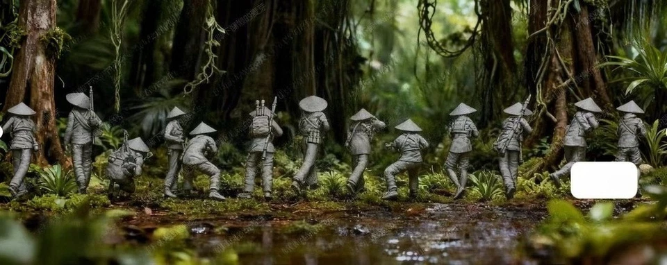 1/35 Scale Vietnam War Viet Cong 13 Figures Unpainted Resin Model - Image 2 of 2