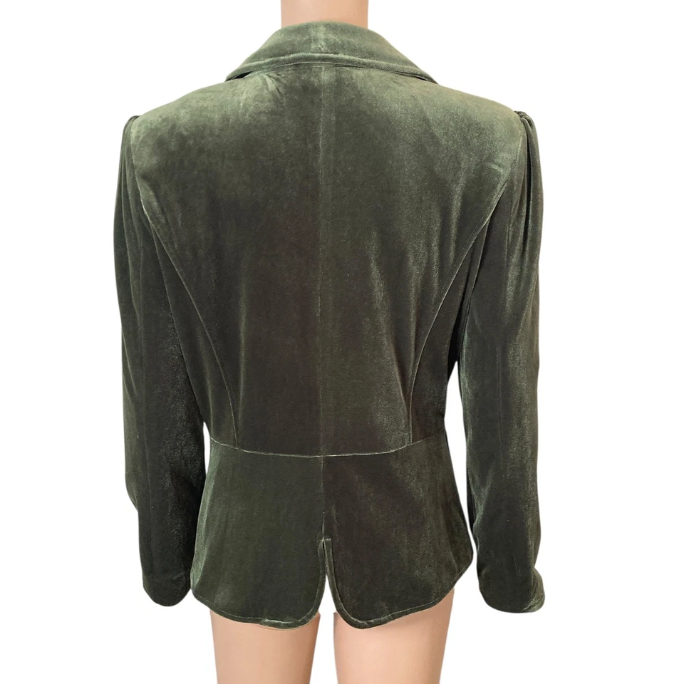 Blazer de seda August para mujer 6 terciopelo verde bosque 3 botones Foto 2 de 4