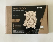 ROKR LK503 Owl Clock 3D Wooden Puzzle Kit Mechanical Gears Brown