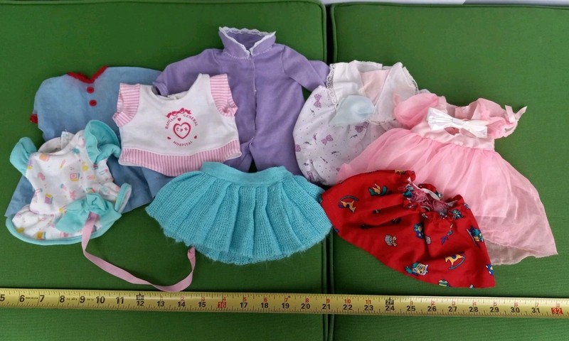 Baby Doll Clothes Lot 8 Pieces Dresses, sleepwear, shrts,skirts, Jumper, Vintage