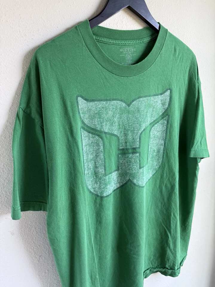复古 Hartford Whalers 男式 XL 绿色 T 恤 NHL Ron Francis #10 拼出 — 第 4/4 张图片