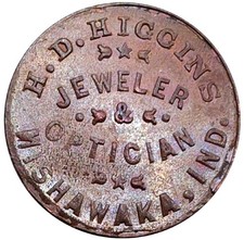 (1863) Mishawaka IN-630A-6a (R-3) Indiana Primitive Civil War Token