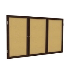 Ghent's Wood 36" x 72" 3 Door Enclosed Bulletin Board in Natural