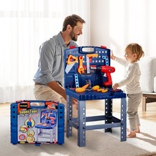 Realistic Kids Workbench 56pcs w/ Electric Drill, 28.4in Standing Height