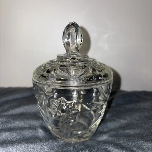 Vintage Anchor Hocking Prescut / Star Of David Sugar Bowl With Lid.