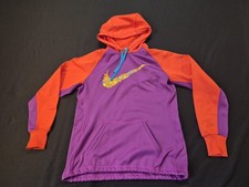Nike Therma Fit Hoodie Womens Medium Purple/Orange Colorblock Pullover
