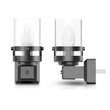Candle Night Light Plug 2-Pack with Dusk to Dawn Sensor, 3000K Warm White LED fo