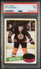 1980 Topps Ray Bourque #140 Boston Bruins PSA 7 HOF ROOKIE CARD. rookie card picture