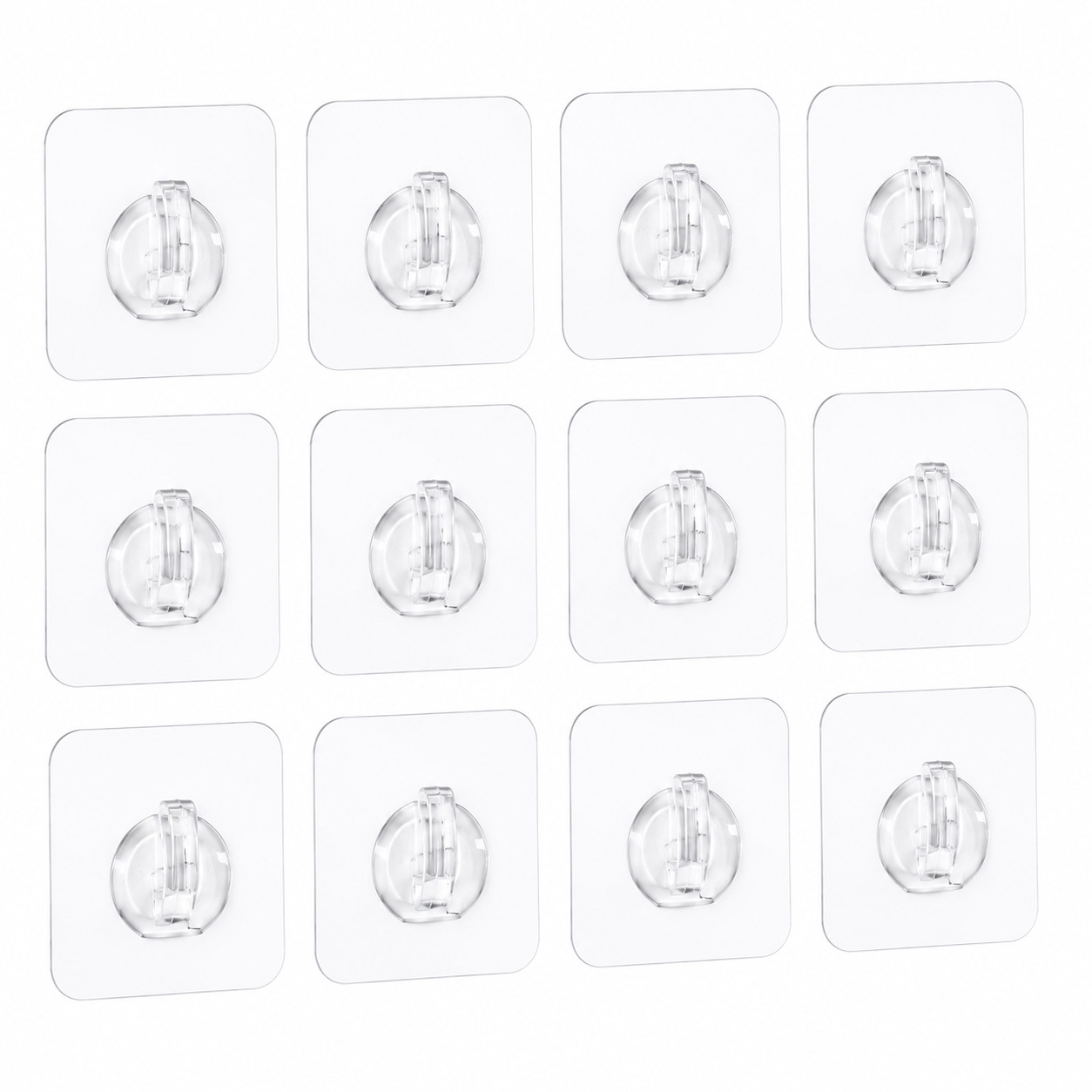 12 Pack Clear Adhesive Wall Hooks, Waterproof Self Adhesive Sticky Hooks