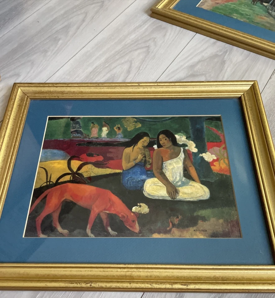 PAUL GAUGUIN DE COLECCIÓN ARTE EN COLOR AÑOS 60 Conjunto De 3 Impresión Calidad Museo Enmarcada Mate Foto 4 de 4